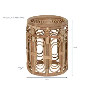 TABLE D'APPROCHE EN ROTIN 35X35X45 NATUREL - Product Image 4