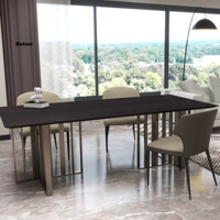 Ensemble de table à manger rectangulaire moderne de luxe, 4 chaises, meubles de maison, chaise à structure en bois stable pour salle à manger
