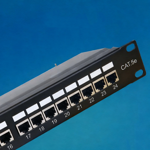 لوحة توصيل شبكة <span class=keywords><strong>Cat5e</strong></span> بـ 24 منفذًا UTP، إطار توزيع شبكي 1U مقاس 19 بوصة قابل للتركيب على الرف، موصل RJ45 لمركز البيانات وتوصيلات الخوادم - Product Image 2
