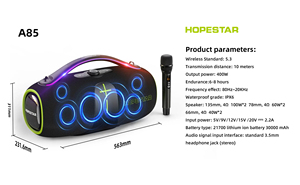 Ban Đầu Hopestar A85 Ngoài Trời Đảng Loa Chuyên Nghiệp 400W Bass Powered Xách Tay Loa Siêu Trầm Kết Nối Không Dây Hifi Loa - Product Image 6