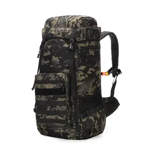 AJOTEQPT กระเป๋าเดินป่าปีนเขา Rucksack 70L กระเป๋าเป้สะพายหลังลายพราง