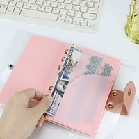 Enveloppes à argent A6 en PP givré, 2 pochettes, rose, sans fermeture éclair, feuilles mobiles, 6 trous, système d'enveloppes budgétaires pour l'argent, portefeuille