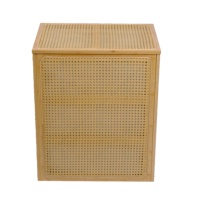 Panier à linge rectangulaire multifonctionnel en bambou et rotin, gain de place, avec sacs intérieurs amovibles, paniers de rangement