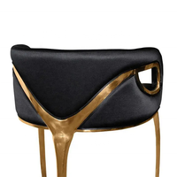 Tabouret de bar en velours royal de luxe haut de gamme en or noir Restaurant Island Bar chaise tabouret chaise haute avec pieds en cuivre pour la cuisine