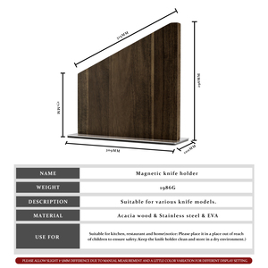 Portacoltelli in Legno di Acacia Naturale con Acciaio Inossidabile, Magnetico, Ecologico, Durevole, Set da 7 Pezzi, Blocchi da Cucina in Legno, Borse Arrotolabili - Product Image 6