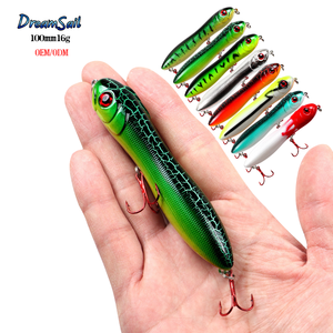 Faible MOQ, leurre de pêche à la ligne flottant de type crayon de 100 mm, 16 g, action de type 'walk the dog', leurre dur flottant, leurre à sonnettes, stickbait pour la pêche au black-bass, au brochet et au poisson-serpent - Product Image 1