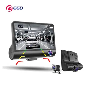 Sıcak satış 4.0 inç 3 Lens araba kara kutusu gizli çizgi kam g-sensörü 1080P DVR Video kaydedici araba kamera