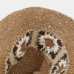 Chapeau de paille pliable avec bord de protection personnalisé, chapeau de soleil en paille, chapeau seau en crochet pour femmes - Product Image 6