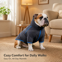 Veste d'extérieur pour chien avec col cheminée, fermeture éclair frontale, résistante à l'eau, coupe-vent, légère, avec poignets rayés pour chiens de taille moyenne à grande