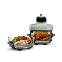 Friteuse à air électrique numérique en verre Crispi 4,5 L 1500 W, portable, double panier, pour cuire à l'air, appareil électroménager, compatible lave-vaisselle, intérieur