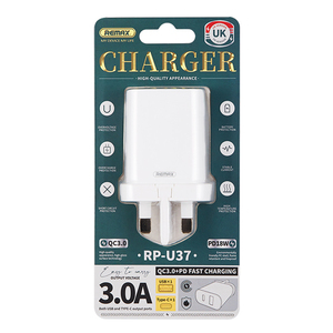 RP-U37 20W QC+PD ที่ชาร์จเร็วแบบสองพอร์ต ดีไซน์ทนไฟและพกพาสะดวก อะแดปเตอร์โทรศัพท์ 2 in 1 พร้อมสายชาร์จ RP-U37 Ja - Product Image 5