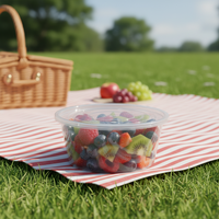 Conteneur alimentaire rond jetable en PP transparent pour sushis, nouilles, jus, emballage à emporter