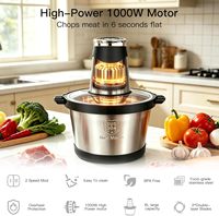 Hachoir à viande électrique commercial en acier inoxydable 6L avec poignée, pour piler le yam et hacher les aliments/viandes