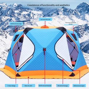 Tienda de pesca en hielo aislada para 4-6 personas, Oxford cálida gruesa con ventanas ventiladas visibles para pesca en hielo - Product Image 3