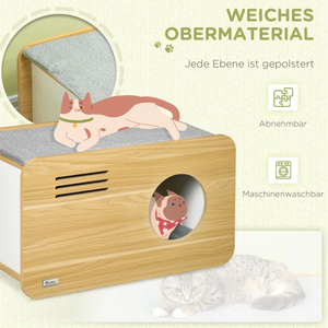 Casa para Gatos Moderna de Madera SENYU, Cama Interior para Mascotas con Cojín Gris Transpirable - Product Image 5