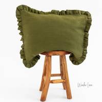 Housse de coussin carrée en coton 100% tricoté, motif écossais, délavé, avec volants, douce, pour lit Queen, décoration intérieure, coussin de siège, 200TC, amovible