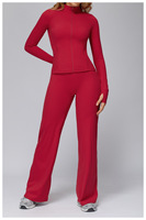 Veste de yoga pour femme en Spandex/Nylon brossé, manches longues, poche zippée, ajustée, extensible dans quatre sens, sans coutures, anti-transpiration, recyclable