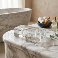 Bloc de verre cristallin perforé horizontal de luxe, brique de verre décorative à fusion à chaud pour mur rideau d'hôtel et cloisonnement structurel