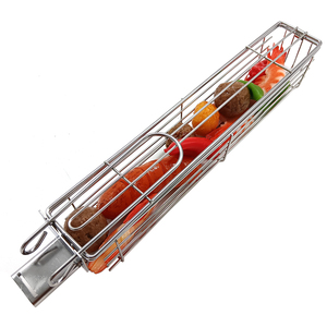 Lot de 4 paniers à <span class=keywords><strong>kebab</strong></span> en acier inoxydable pour barbecue, hot dog, légumes et viande, accessoires de barbecue. - Product Image 6
