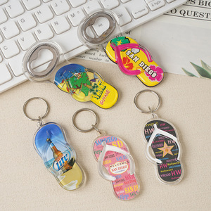 Porte-clés de dessin animé en acrylique personnalisé, <span class=keywords><strong>Mini</strong></span> tongs créatives de forme irrégulière Porte-clés en plastique - Product Image 3