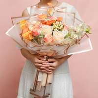Nouveau Papier d'Emballage pour Bouquet Transparent Mat à Double Bord Doré, Papier d'Emballage pour Fleurs Imperméable Bicolore