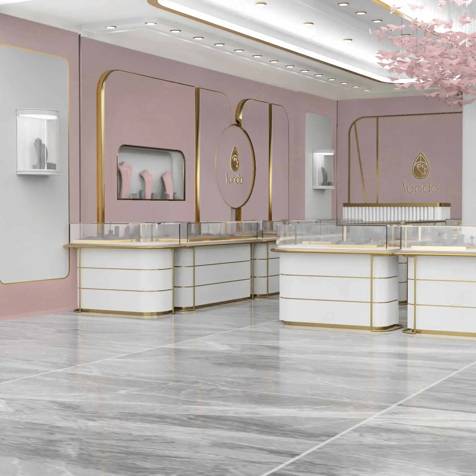 SUNDO Luxury Gold Jewellery Shop Interior Design Jewelry Accessories Showcase Jewellery Shop Interior Design Modern Ideas