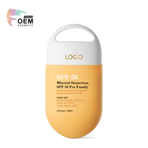 Private Label Family Sunflower Oil Moisturizer Water-Resistant Against Uva/Uvb Rays Non-Nano Zinc Mineral Sun Cream Spf 50 Baby