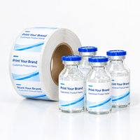 Rouleaux d'étiquettes irisées OEM pour flacons injectables et bouteilles de sérum, effet laser arc-en-ciel, adhésif imperméable, petite taille