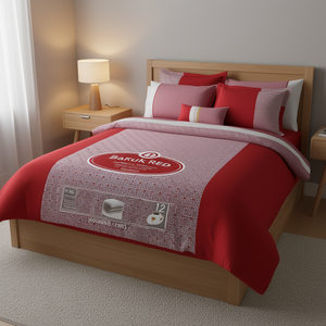 Juego de Funda Nórdica Doble Roja Baruk con Sábanas, 12 Piezas, Patrón Geométrico, Poliéster, Estilo Moderno, Ropa de Cama para el Hogar - Product Image 2