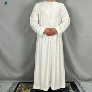 Dalesell 도매 단색 이슬람 아라비아 남자 Thobe Thawb 이슬람 남성 Abaya 의류 착용