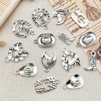 100 pièces cheval chapeau Cactus Cowboy botte breloques argent Western Cowboy breloques pendentifs pour Bracelet boucles d'oreilles collier fabrication de bijoux