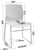 Chaise empilable élégante et moderne avec structure en métal et coque en plastique pour l'école, l'appartement, l'hôpital, la maison, le bureau et l'extérieur