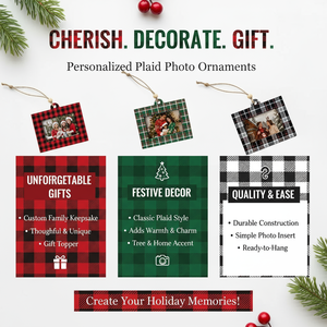Custom Wooden Plaid <b>Photo</b> Christmas Ornament Hanging Picture <b>Frame</b> Tree Decoration Family Holiday Keepsake 2025 New Gift Craft - Product Image 5