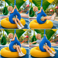 ROPECUBE Balançoire suspendue moderne pour enfants en forme de pneu, équipement de jeu sensoriel pour salon, hôtel, intérieur, extérieur, aire de jeux, chaise balançoire