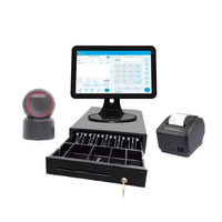 Dispositivo de Punto de Venta para Tiendas Minoristas de 15.6 Pulgadas, PC para Cajero, Sistema de Punto de Venta Todo en Uno, Terminal de Caja Registradora, Impresora de Pantalla Táctil, Escáner NFC