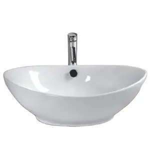 Lavabo de mesa de cerámica, lavamanos blanco de calidad superior