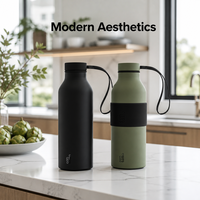 Bouteille d'eau isotherme YEKEA élégante en acier inoxydable 500 ml, anti-fuite, avec boucle de transport et sac cadeau de luxe pour entreprises
