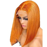 Perruque courte et droite Lace Front avec cheveux Remy, petit bonnet, dentelle transparente - Vente directe usine