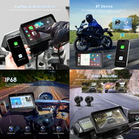 Podofo Android 4+64G 6 pouces Écran portable pour moto Carplay sans fil & Android Auto BT DVR IP68 Étanche IPS Stéréo