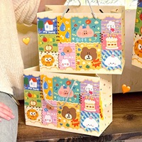 Sacs fourre-tout mignons à motifs d'animaux, sacs en papier à motif de gâteau d'anniversaire de dessin animé pour l'emballage de cadeaux de fêtes
