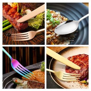 Vajilla Moderna al por Mayor para Hotel, Juego de Cubiertos de Metal Plateado y Dorado, Cuchillo, Tenedor y Cuchara, Juego de Cubiertos de Acero Inoxidable con Mango Cuadrado - Product Image 6