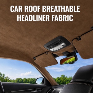 Tissu en daim brun foncé avec support en mousse pour toit de voiture, tissu composite avec support en mousse pour la décoration intérieure de voiture - Product Image 5