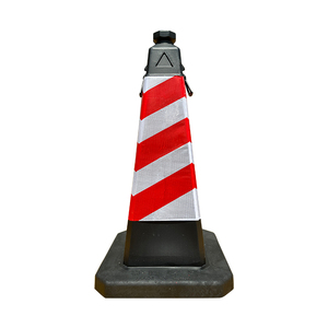 Heavy Duty Reflective Traffic <b>Cone</b> With Red White Chevron Stripe For Construction Zones Floor Standing PE Material - Product Image 1