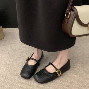 Nouvelles Chaussures Plates Noires Rétro Françaises à Bout Carré et Coupe Basse pour Femme Printemps-Automne 2026 - Product Image 3