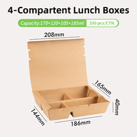 Boîte à lunch en papier à compartiments jetables avec couvercle à charnière plié Récipient alimentaire résistant à l'huile Vaisselle Plateau d'emballage de salade à emporter