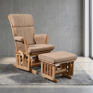 Silla Planeadora de madera de diseño contemporáneo, reposapiés, asiento acolchado suave, mecedora reclinable para sala de estar, muebles directos para el hogar - Product Image 1