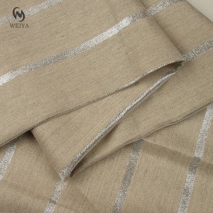 Tela de <span class=keywords><strong>Lino</strong></span> con Rayas Italianas, Tejido de Sarga a la Moda, <span class=keywords><strong>Colores</strong></span> Naturales, Lurex Plateado, Tela de <span class=keywords><strong>Lino</strong></span> y Algodón a Rayas - Product Image 1