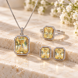 Ensemble de bijoux géométriques pour femmes, boucles d'oreilles, bague et collier - Product Image 3