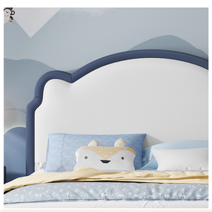<span class=keywords><strong>Lit</strong></span> d'enfant moderne en bois massif confortable pour garçons et filles, avec accents en cuir silicone et motif ours en peluche, idéal pour la chambre à coucher - Product Image 5