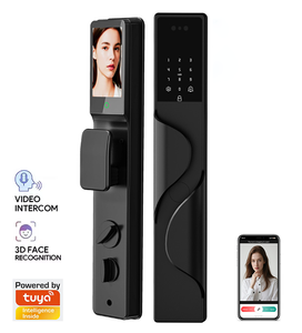 Serrure de porte intelligente WiFi Tuya avec interphone visuel en temps réel, reconnaissance faciale et empreinte digitale, dotée d'une caméra - Product Image 1